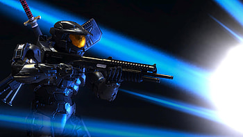 Halo 3 the Light, blue light, sword, shotgun, halo 3 HD wallpaper