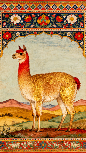 Ornate Alpaca — Golden Andean Elegance HD phone wallpaper