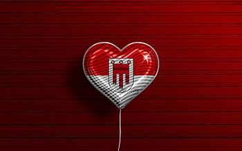 I Love Vorarlberg, , realistic balloons, red wooden background, Day of Vorarlberg, austrian states, flag of Vorarlberg, Austria, balloon with flag, States of Austria, Vorarlberg flag, Vorarlberg HD wallpaper