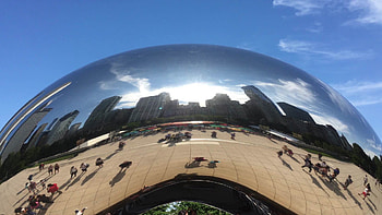 Chicago Skyline, Cloudgatebean Statue HD wallpaper