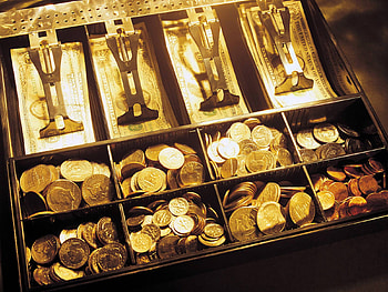 Cash Register, fifty, cash, register, dollars, gold, penny, nickel, ten, quarter, bills, twenty, coins, money, dime, five, drawer HD wallpaper
