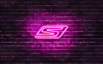 Skechers purple logo, , purple brickwall, Skechers logo, brands, Skechers neon logo, Skechers HD wallpaper