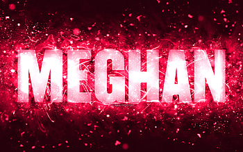 Happy Birtay Meghan, , pink neon lights, Meghan name, creative, Meghan Happy Birtay, Meghan Birtay, popular american female names, with Meghan name, Meghan HD wallpaper