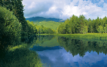 Nature, Water, Rivers, Trees, Smooth, Surface, Hills HD wallpaper