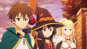 Kazuma, Megumin, and Darkness, Anime, KonoSuba - God’s blessing on this wonderful world!!, Kazuma Satou, Megumin (KonoSuba), Darkness (KonoSuba) HD wallpaper