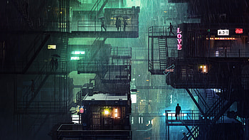 City Neon Rain , city, neon, artist, artwork, digital-art HD wallpaper