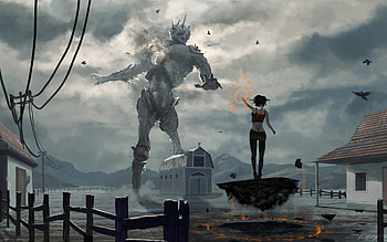 titan, artwork, sorceress, magic, fantasy HD wallpaper