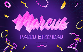 Happy Birtay Marcus, , Purple Party Background, Marcus, creative art, Happy Marcus birtay, Marcus name, Marcus Birtay, Birtay Party Background HD wallpaper