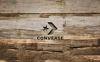 Converse wooden logo, , wooden backgrounds, brands, Converse logo, creative, wood carving, Converse HD wallpaper