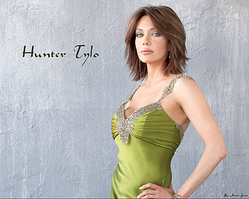 Hunter Tylo, fashion, model, hunter, green, gorgeous, tylo, dress, beauty HD wallpaper