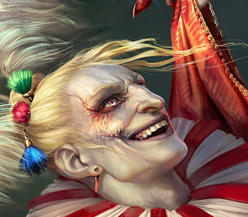 Kefka, halloween, fantasy, clown, art, face, diane ozdamar HD wallpaper