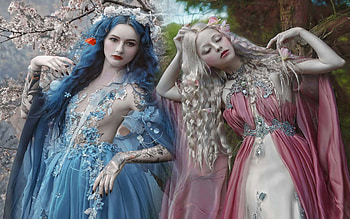 Fantasy Girls, digital, dress, hair, art HD wallpaper
