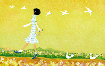 Nature, Miscellanea, Miscellaneous, Drawing, , Girl, Stroll HD wallpaper