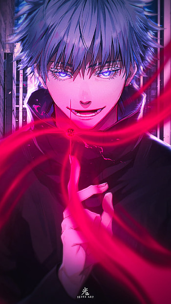 GOJO SATORU 柔術, aesthetic, magenta, art, city, edit, jujutsu kaisen, red, urban, shonen, gojo satoru, anime HD phone wallpaper