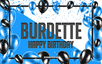Happy Birtay Burdette, Birtay Balloons Background, Burdette, with names, Burdette Happy Birtay, Blue Balloons Birtay Background, Burdette Birtay HD wallpaper