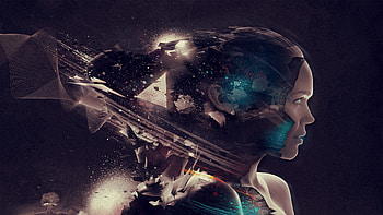Abstract, Paint, Girl, Profile, Face, Triangle, Surrealism HD wallpaper