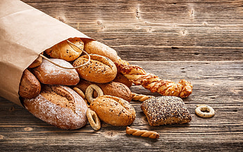 Bread, wooden, desks, food HD wallpaper