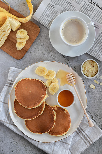 Food, Bananas, Coffee, Pancakes, Honey, Breakfast HD phone wallpaper