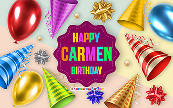 Happy Birtay Carmen, , Birtay Balloon Background, Carmen, creative art, Happy Carmen birtay, silk bows, Carmen Birtay, Birtay Party Background HD wallpaper