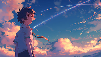 Taki Tachibana in the Sky - from Your Name., Anime, Your Name., Taki Tachibana, sky, Sky Anime HD wallpaper