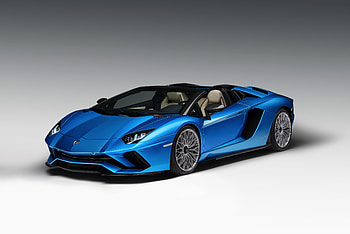 Blue Lamborghini Aventador, convertible, sports car HD wallpaper