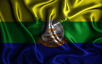 Nossa Senhora do Socorro flag, , silk wavy flags, brazilian cities, Flag of Nossa Senhora do Socorro, fabric flags, 3D art, Nossa Senhora do Socorro, cities of Brazil HD wallpaper