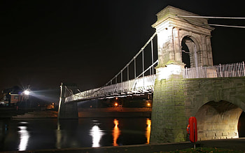 Night Reflections, night, bridge HD wallpaper