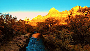 Zion National Park, usa, utah, river, peaks, sky, rocks, mountains HD wallpaper