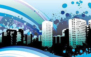 Rainbow, City, Vector, Building, Paint HD wallpaper