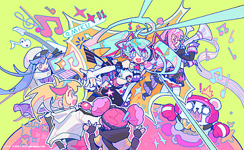 Muse Dash x Vocaloid : Rin, Buro, Marija, Miku & Luka in Action!, Rin (Muse Dash), Buro (Muse Dash), Marija (Muse Dash), Hatsune Miku, Luka Megurine, video game, Muse Dash HD wallpaper