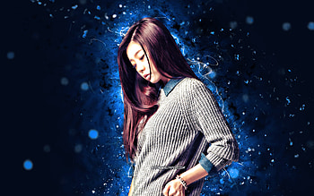 Sojin, , K-pop, South Korean singer, Girls Day, blue neon lights, Park So-jin, South Korean celebrity, Sojin HD wallpaper
