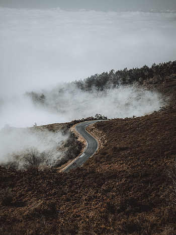 Nature, Clouds, View From Above, Road, Hill HD phone wallpaper
