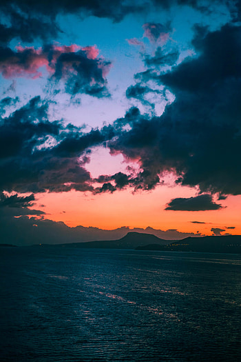 Nature, Sunset, Sky, Mountains, Sea HD phone wallpaper