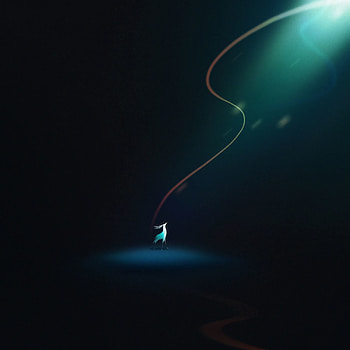 Art, Dark, Silhouette, Wavy, Line, Deer HD phone wallpaper