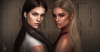 Girls, Rendering, Look, Art, Beauty HD wallpaper