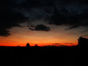 sunset, clouds, orange HD wallpaper