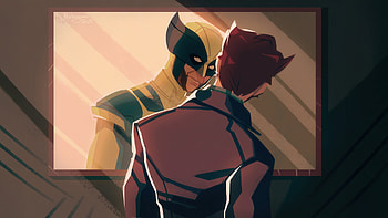 Wolverine Looking Himself, wolverine, superheroes, artwork, digital-art HD wallpaper