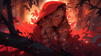Red Riding Hood, red riding hood, AI Art, artistic, forest HD wallpaper