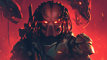 : Red Anime Predator from Alien vs. Predator Battle, Alien vs. Predator, Predator, red anime HD wallpaper