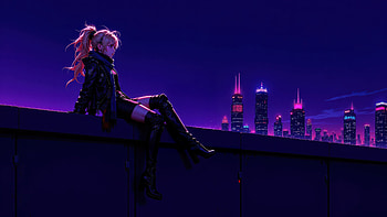 Cyberpunk Anime Girl And Cyberpunk City, cyberpunk, anime, girl, city, artist, artwork, art, digital-art, ai, deviantart HD wallpaper