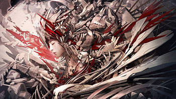 Robotic female white red anime mecha industrial | | 654666 | UP HD wallpaper