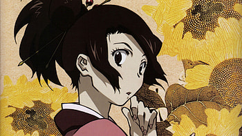 Samurai Champloo Fuu, pink, kimono, anime, sunflowers, fuu, pony tail, brown hair, samurai champloo HD wallpaper