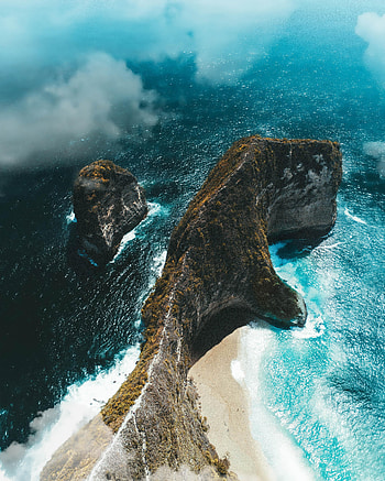 Nature, Sea, Clouds, Rock, View From Above, Island HD phone wallpaper