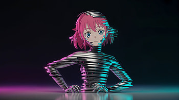 Anime Figure – Futuristic Digital Character, Anime, pink hair, futuristic HD wallpaper