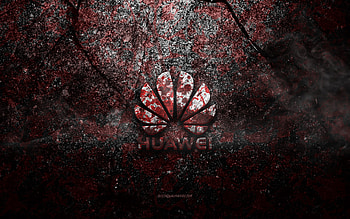 Huawei logo, grunge art, Huawei stone logo, red stone texture, Huawei, grunge stone texture, Huawei emblem, Huawei 3d logo HD wallpaper