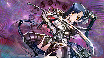 Koihime_Musou, cute, long hair, abstract, warrior, female, sexy, sword, twintail, yellow eye, hot, blue hair, girl, armor, blade, anime girl, anime, weapon, fighter HD wallpaper