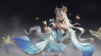 Fairy, wings, blue, frumusete, alan d, fantasy, girl HD wallpaper