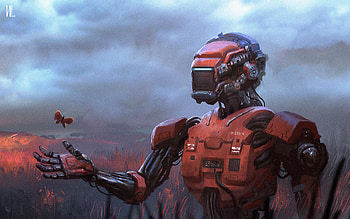 Robot With One Wish , robot, artist, artwork, digital-art, deviantart HD wallpaper