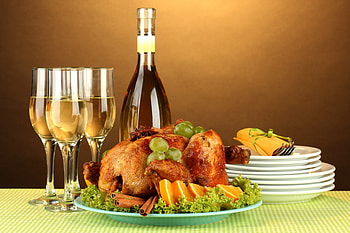 ~ Celebrate Any Occasion ~, turkey, vegetables, Birtay, grapes, anise, Valentine Day, glasses, Holidays, Celebrations, mouth, swallow, plates, cinnamon, fruits, oranges, forks, romantic, scent, herbs, chicken, dinner, friendships, spoons, Happy, bottles, Celebrate Any Occasion Festival, spices, fried chicken, friends, table, New Year, foods, beautiful, romance, cheer, any occasions, splendor, white wine, drink HD wallpaper