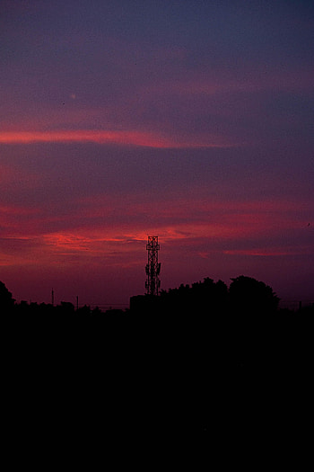 Sunset, Sky, Dark, Design, Construction, Tower HD phone wallpaper